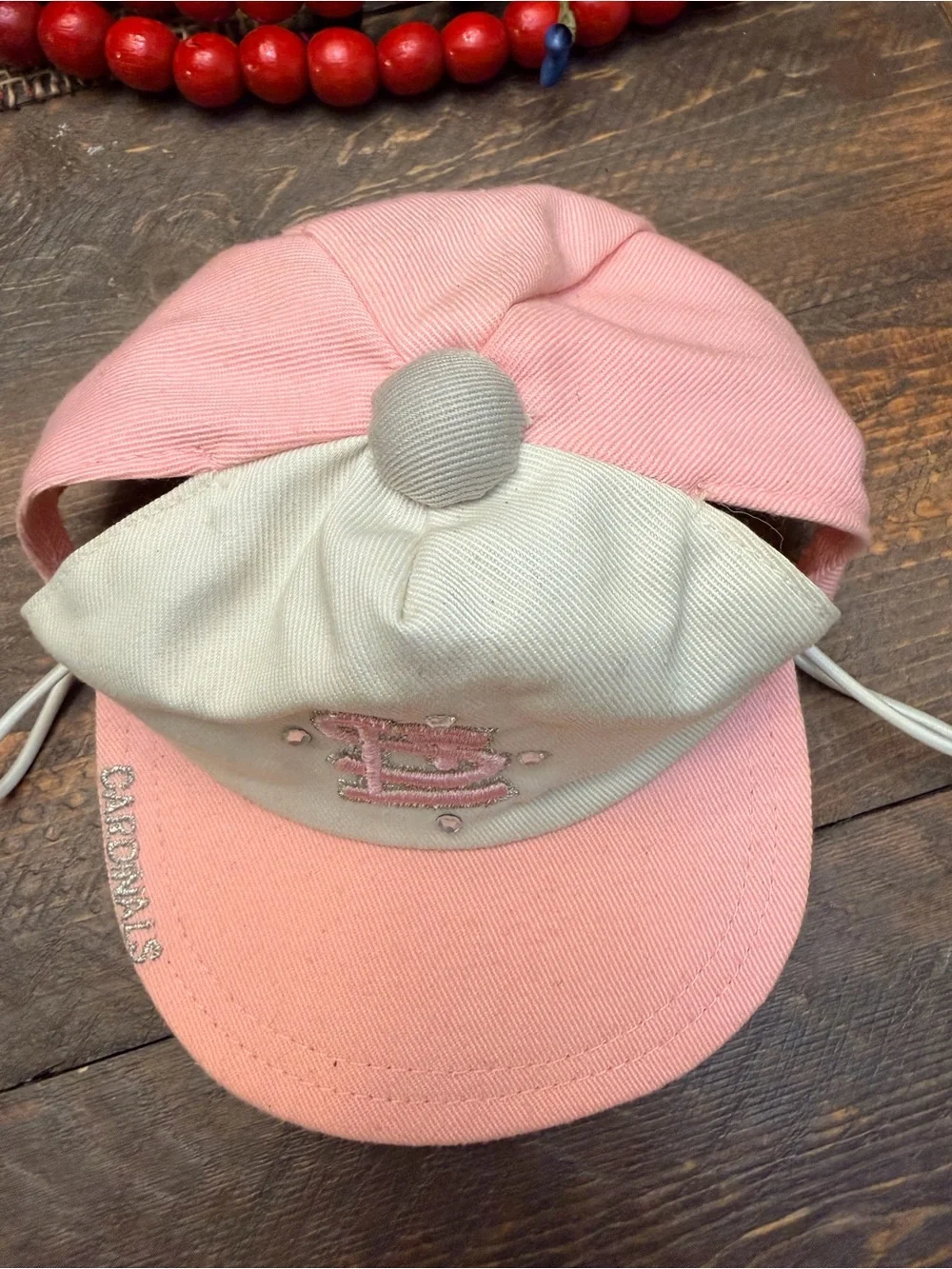St Louis Cardinals & Build A Bear wear ball cap pink rhinestones white BABW GUC